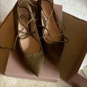Gianvito Rossi shoes olive Green Suede Pointy Toe